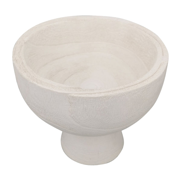 Wood, 8" Bowl W/ Stand, White