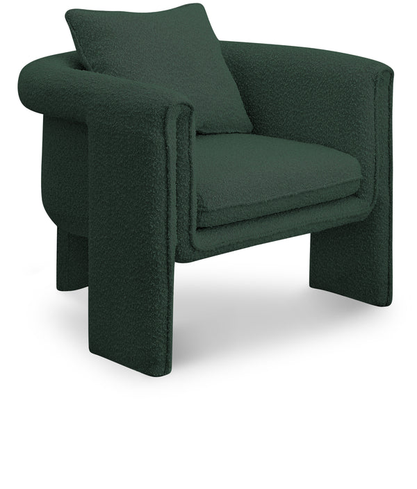 Stylus Green Boucle Fabric Accent Chair