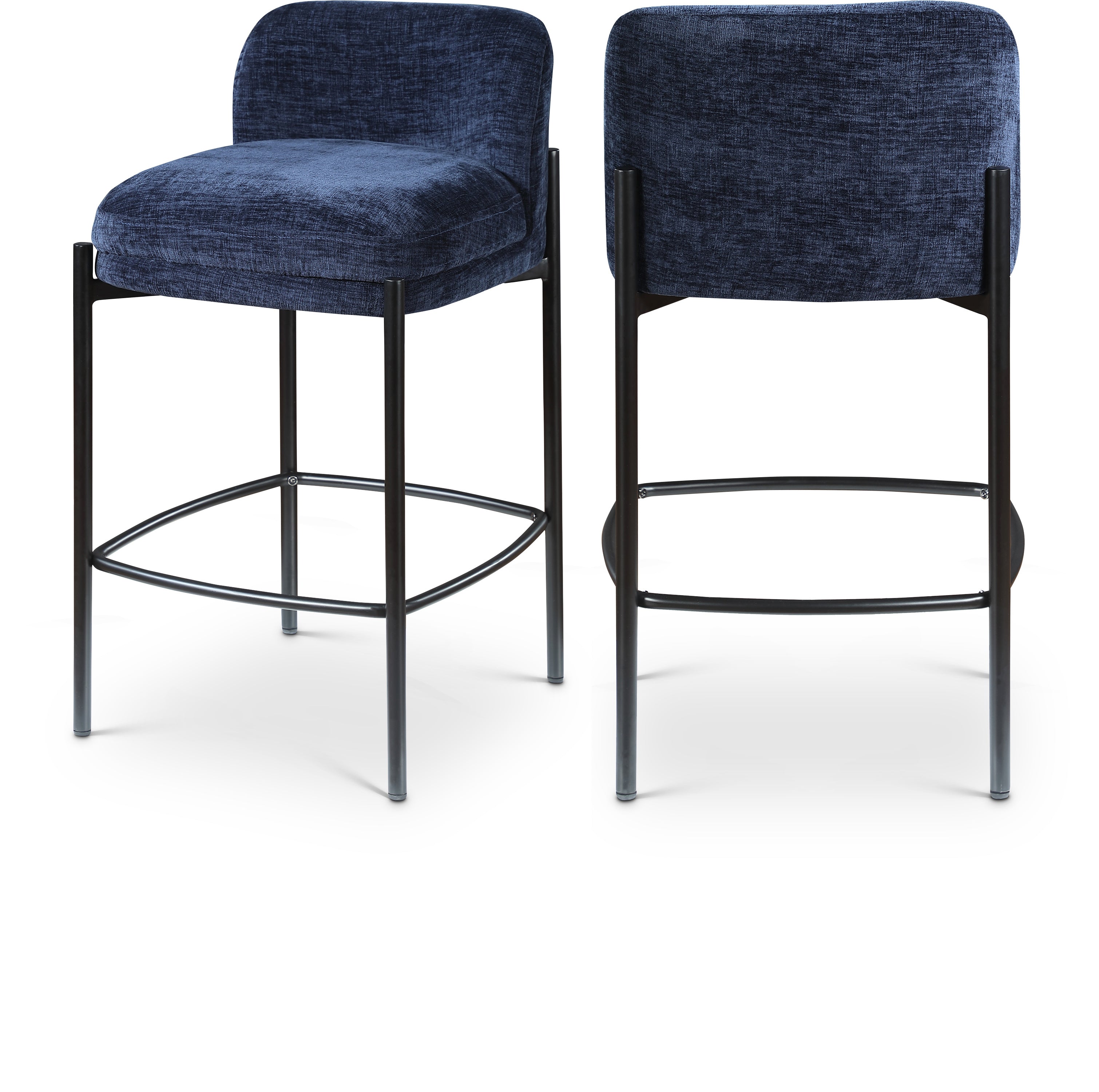 Burton Navy Chenille Fabric Stool