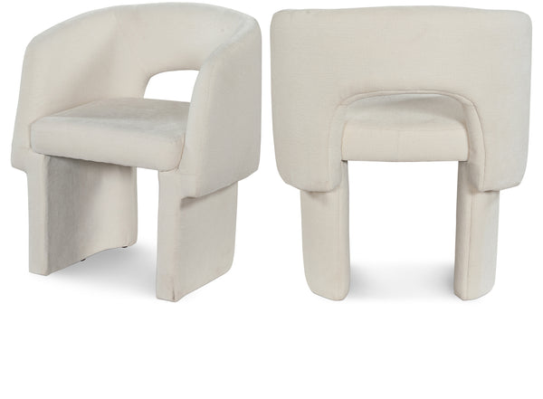 Emmet Cream Chenille Fabric Dining Chair / Accent Chair