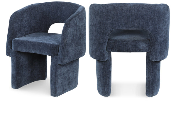 Emmet Navy Chenille Fabric Dining Chair / Accent Chair