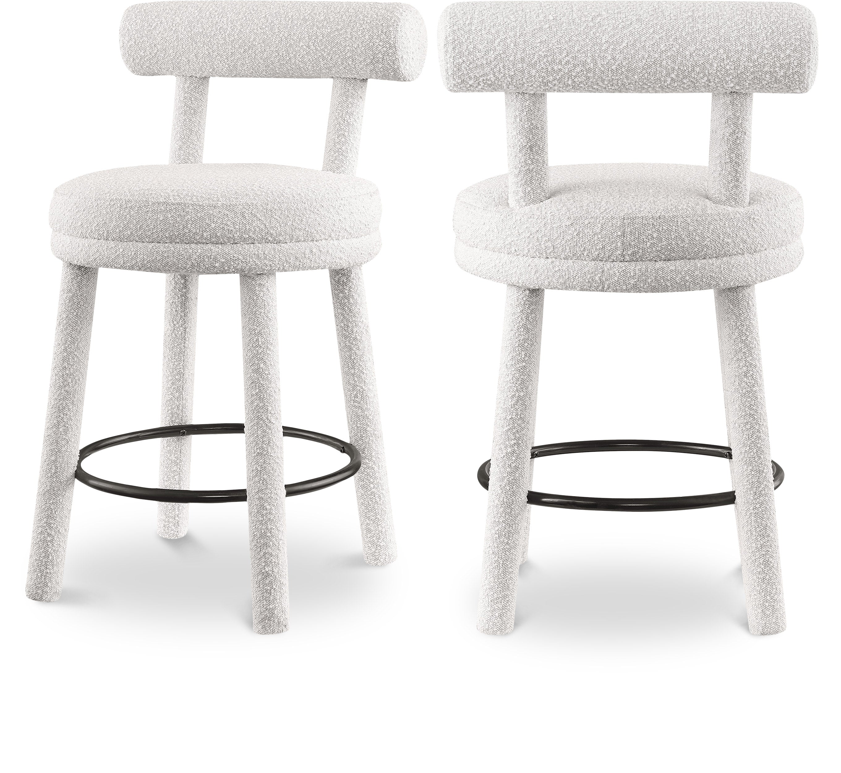 Parlor Cream Boucle Fabric Stool