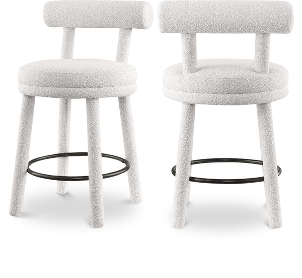 Parlor Cream Boucle Fabric Stool