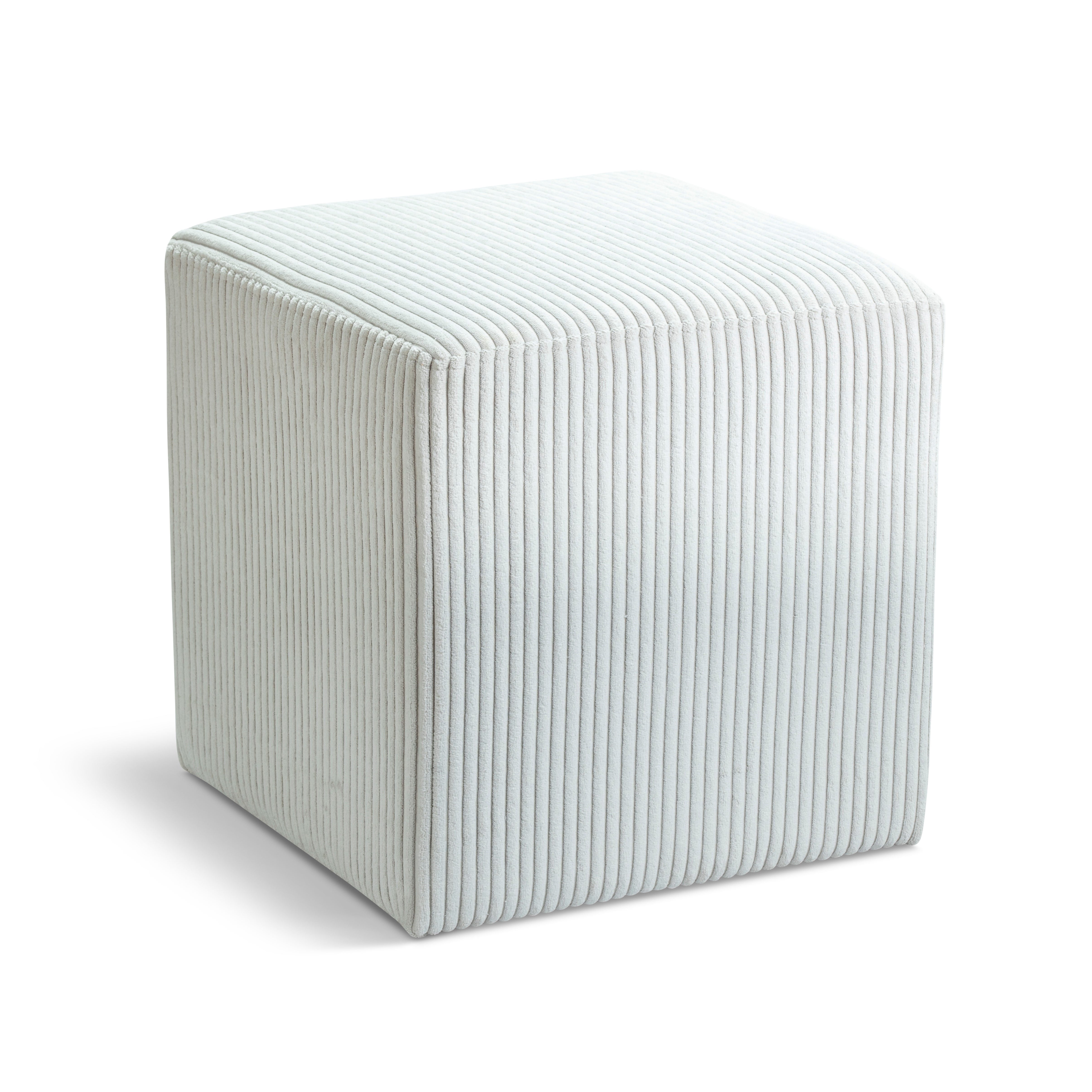 Roy Cream Microsuede Fabric Ottoman/Stool