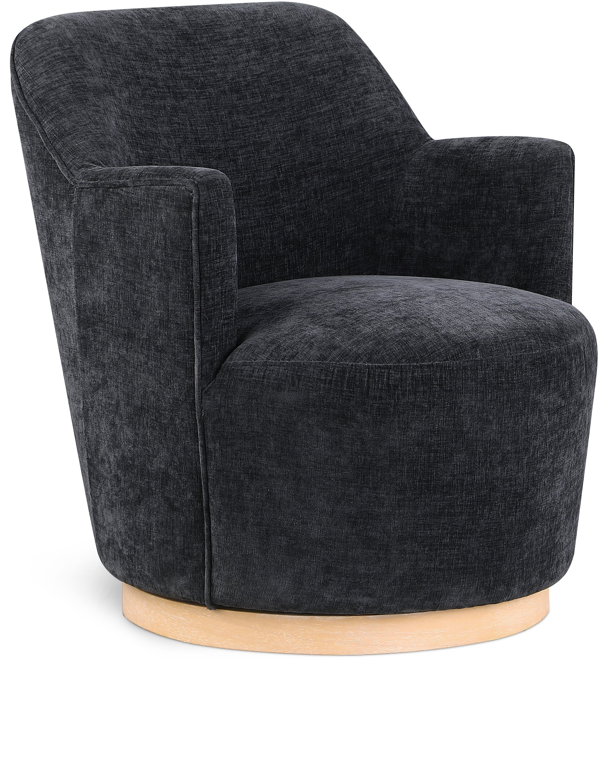 Clarita Black Chenille Fabric Swivel Accent Chair