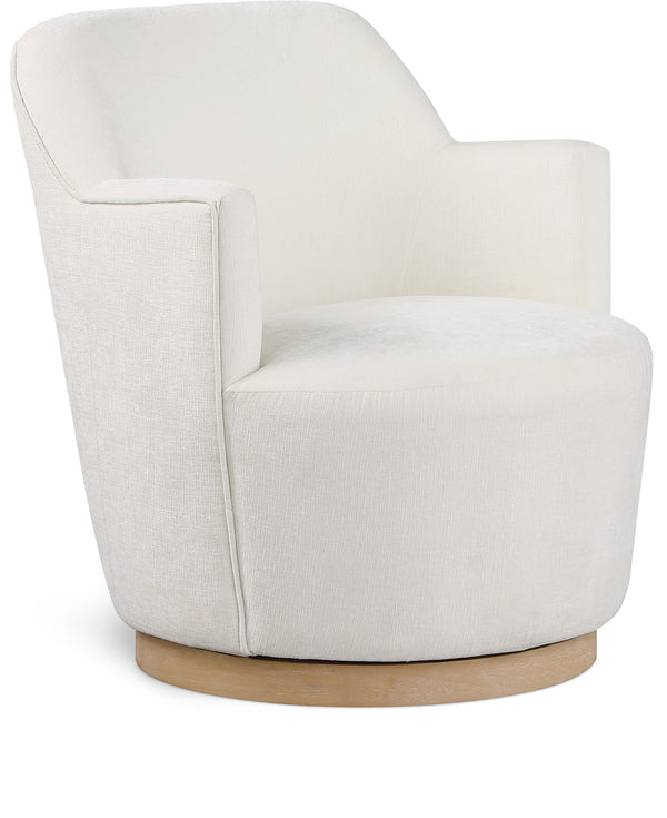 Clarita Cream Chenille Fabric Swivel Accent Chair