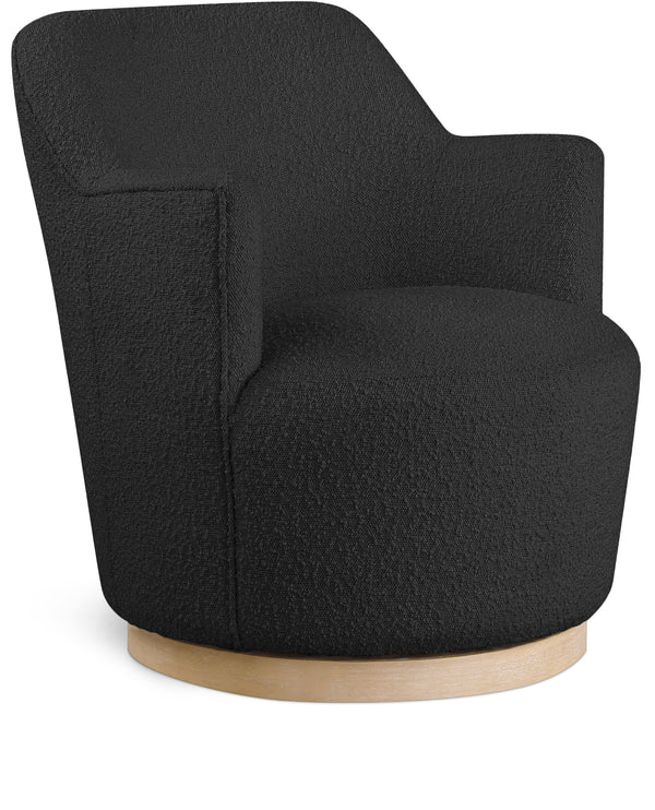 Clarita Black Boucle Fabric Swivel Accent Chair