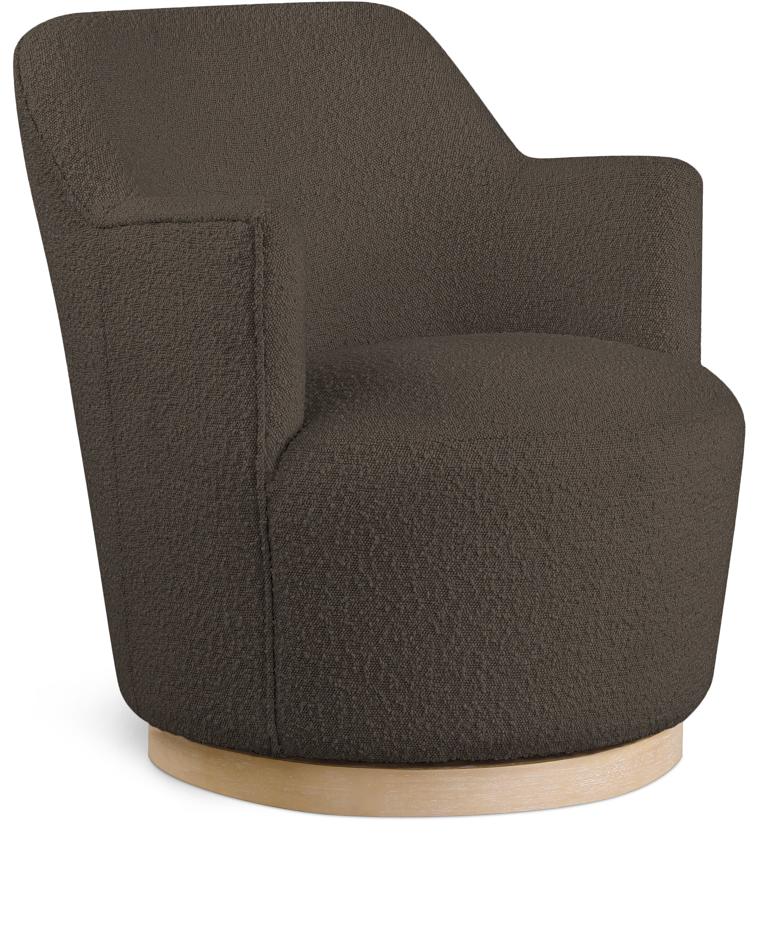 Clarita Brown Boucle Fabric Swivel Accent Chair