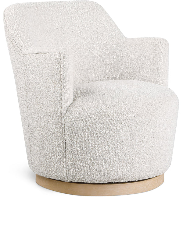 Clarita Cream Boucle Fabric Swivel Accent Chair