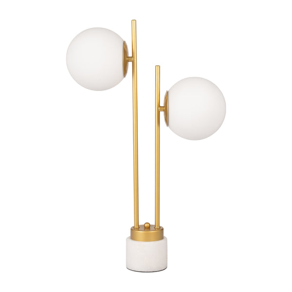 Glass/brass 23" Double Diffuser Table Lamp, Gold