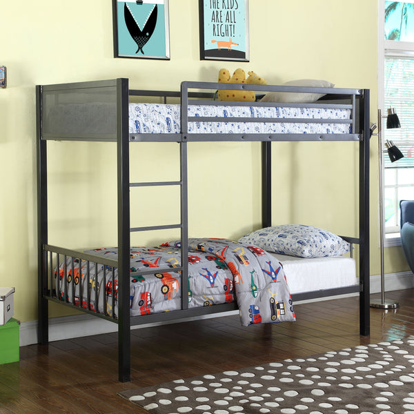 Meyers Twin Over Twin Metal Bunk Bed Black and Gunmetal