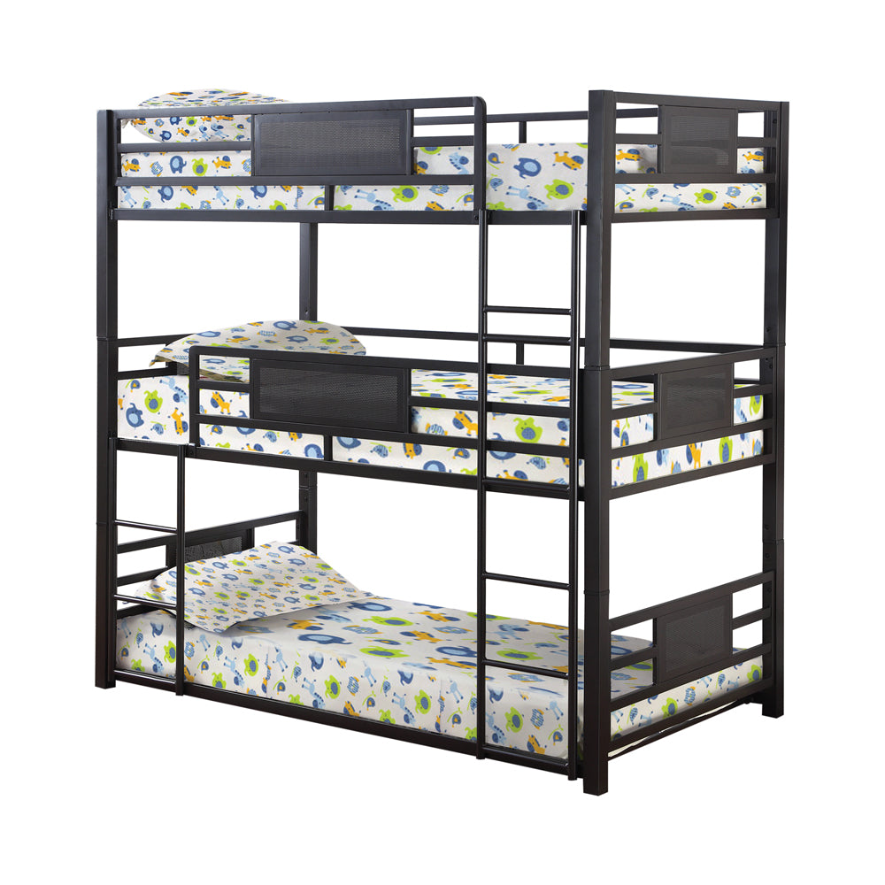 Rogen Twin Triple Bunk Bed Dark Bronze