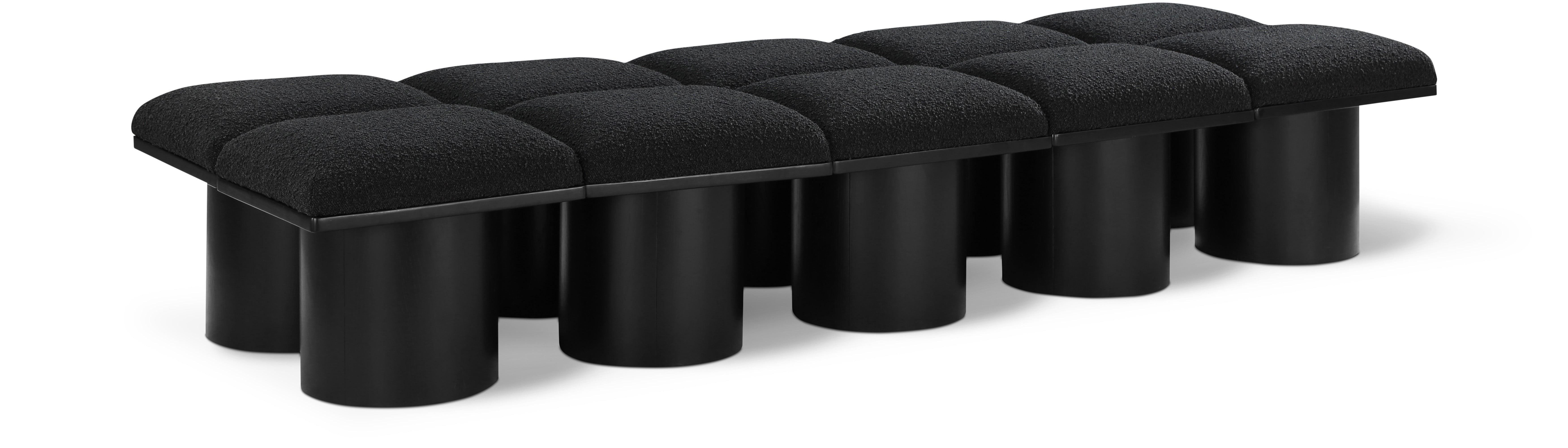 Pavilion Black Boucle Fabric Bench