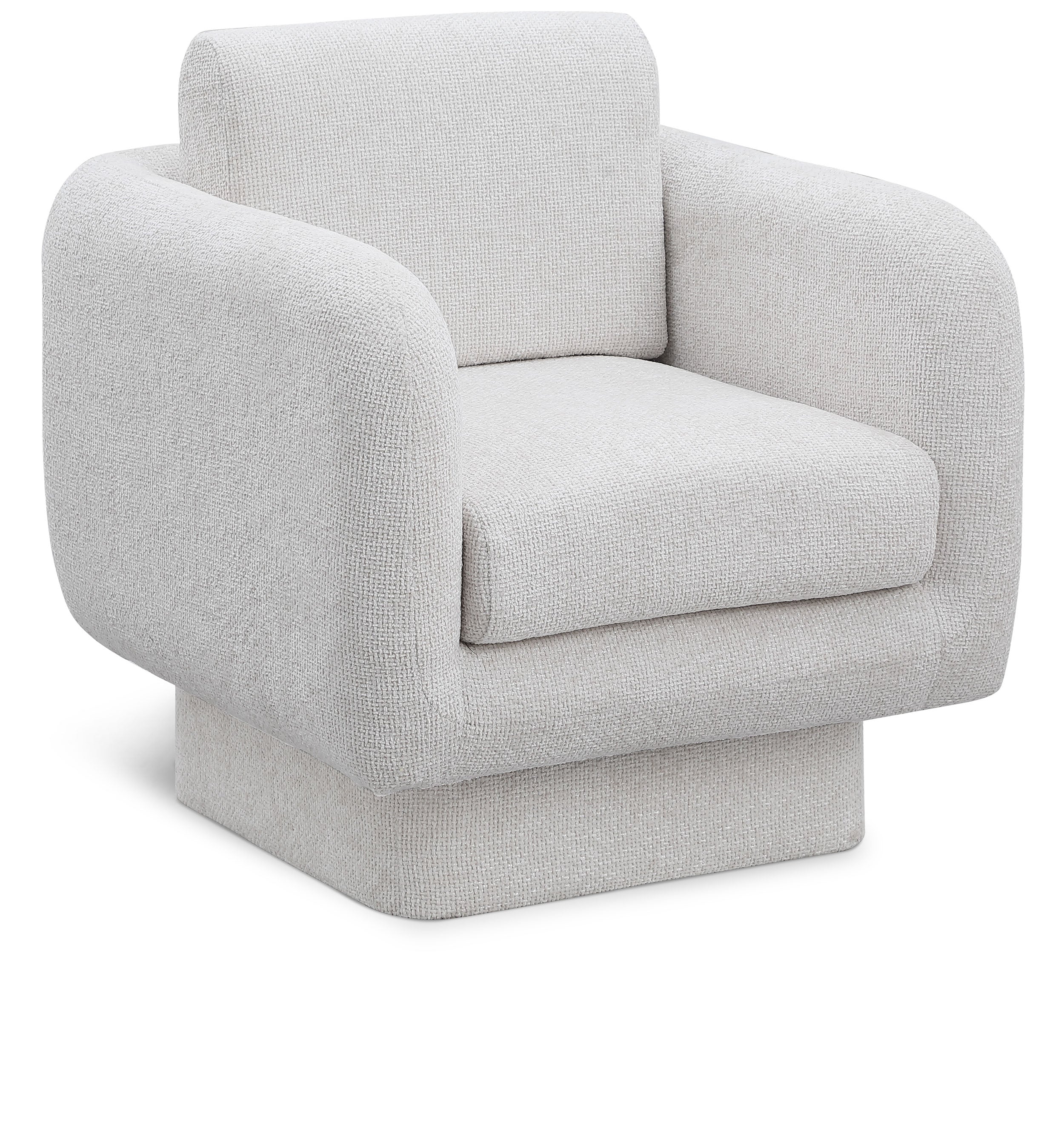 Alessandra Cream Chenille Fabric Swivel Accent Chair