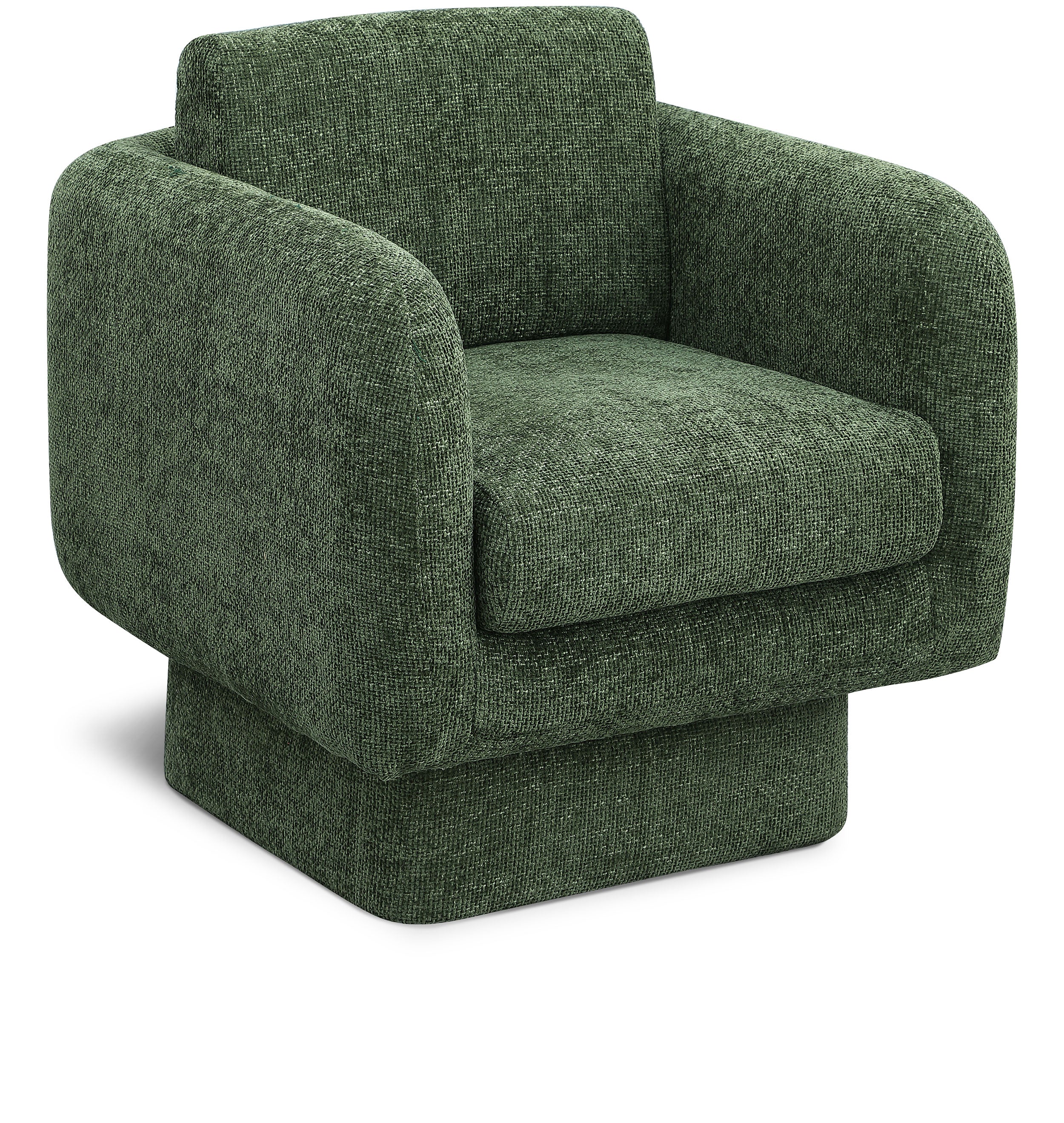 Alessandra Green Chenille Fabric Swivel Accent Chair