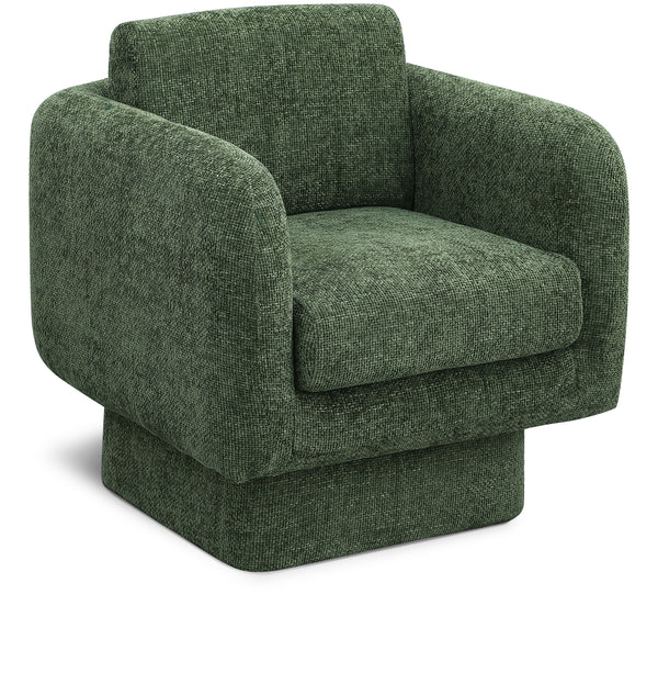 Alessandra Green Chenille Fabric Swivel Accent Chair