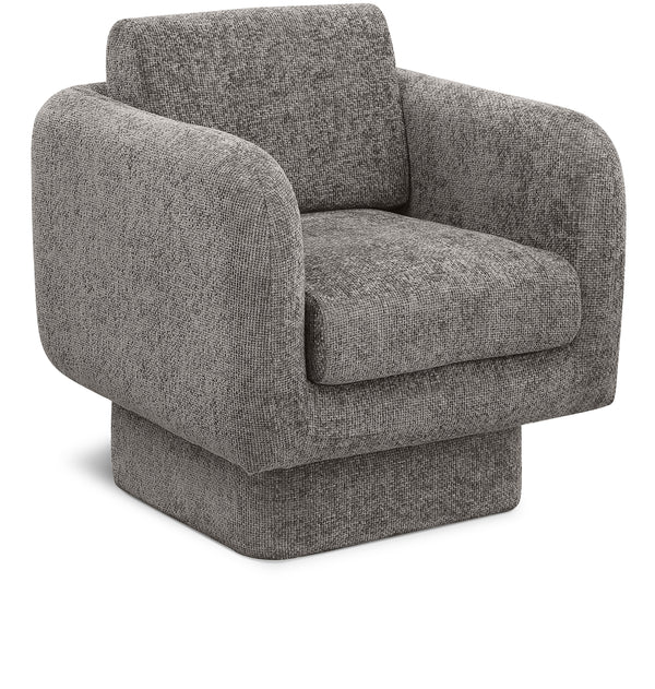 Alessandra Grey Chenille Fabric Swivel Accent Chair