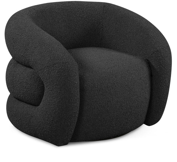 Roxbury Black Boucle Fabric Swivel Accent Chair