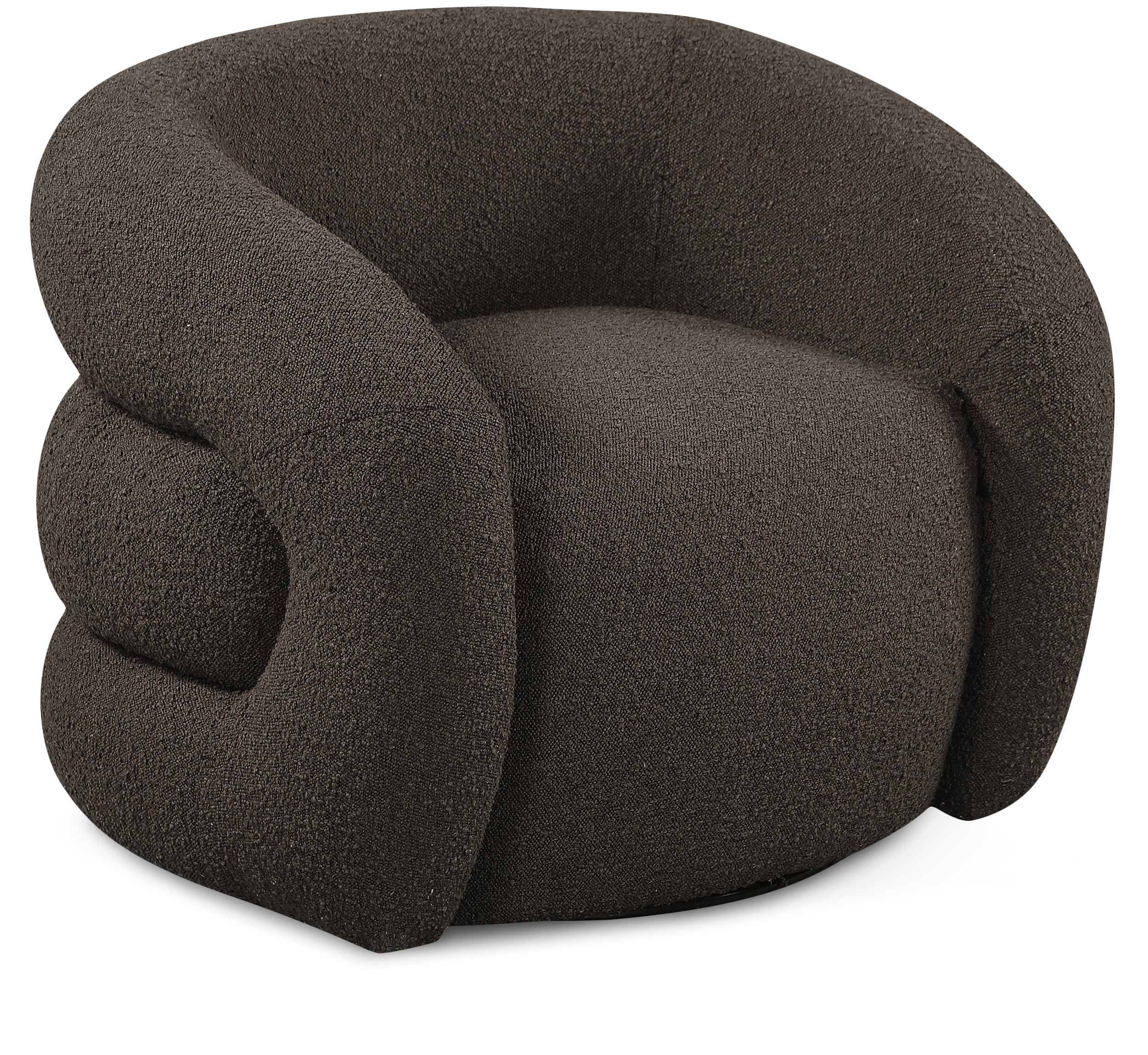 Roxbury Brown Boucle Fabric Swivel Accent Chair