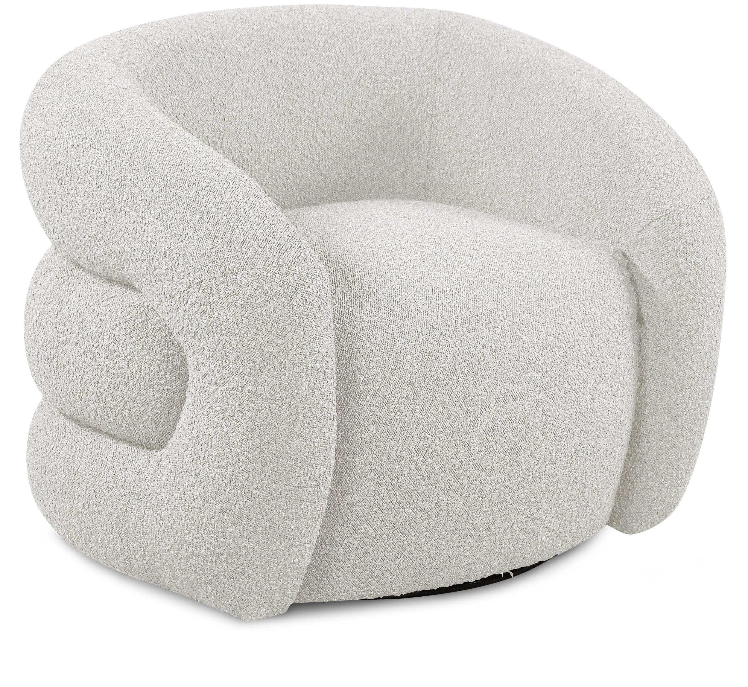 Roxbury Cream Boucle Fabric Swivel Accent Chair