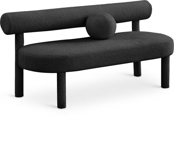 Parlor Black Boucle Fabric Bench