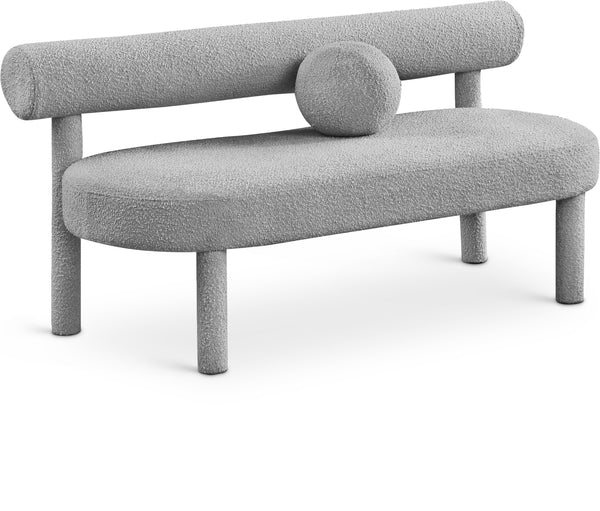 Parlor Grey Boucle Fabric Bench