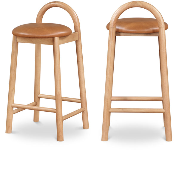 Calvin Cognac Vegan Leather Stool