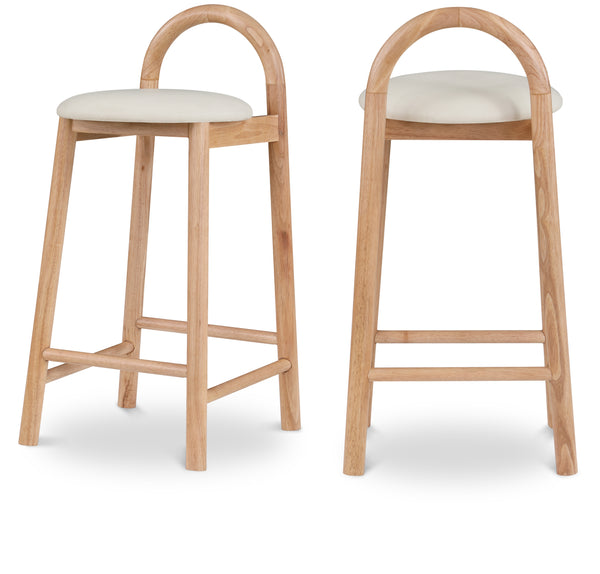 Calvin Cream Vegan Leather Stool