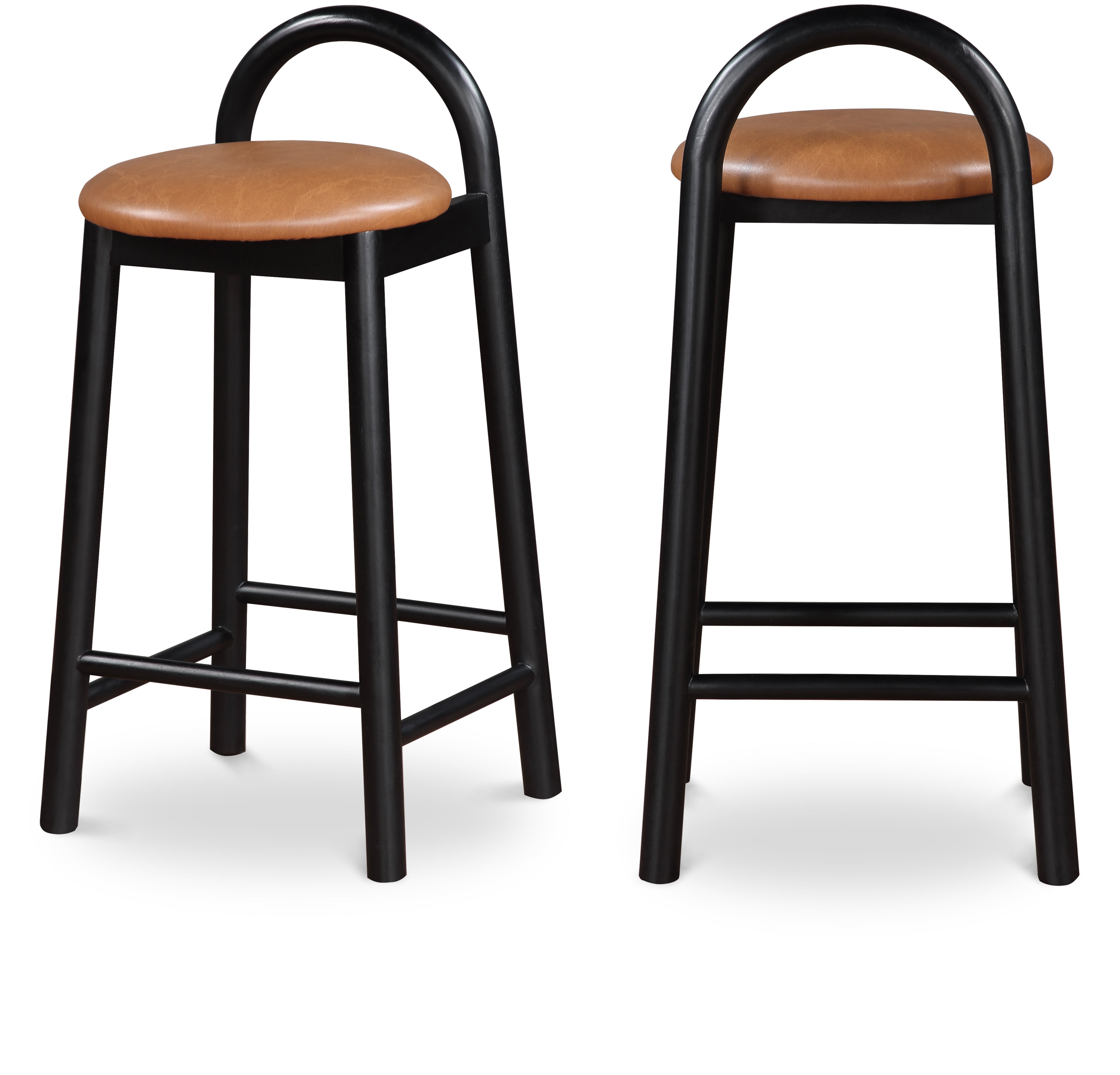 Calvin Cognac Vegan Leather Stool