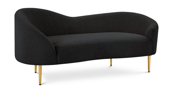 Ritz Black Boucle Fabric Loveseat