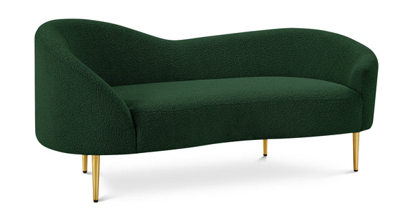 Ritz Green Boucle Fabric Loveseat