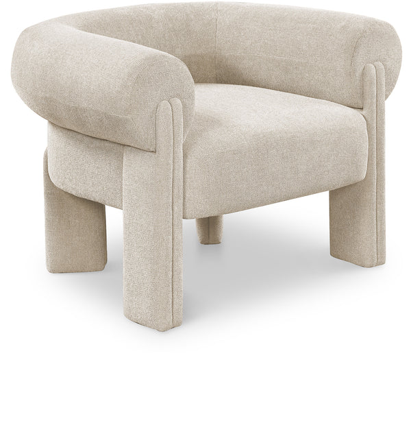 Stefano Beige Polyester Fabric Accent Chair