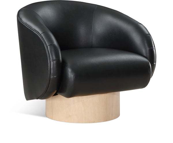 Gibson Black Vegan Leather Swivel Accent Chair