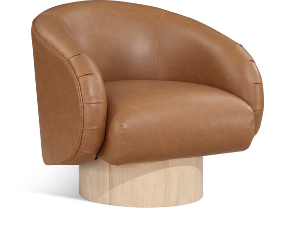 Gibson Cognac Vegan Leather Swivel Accent Chair