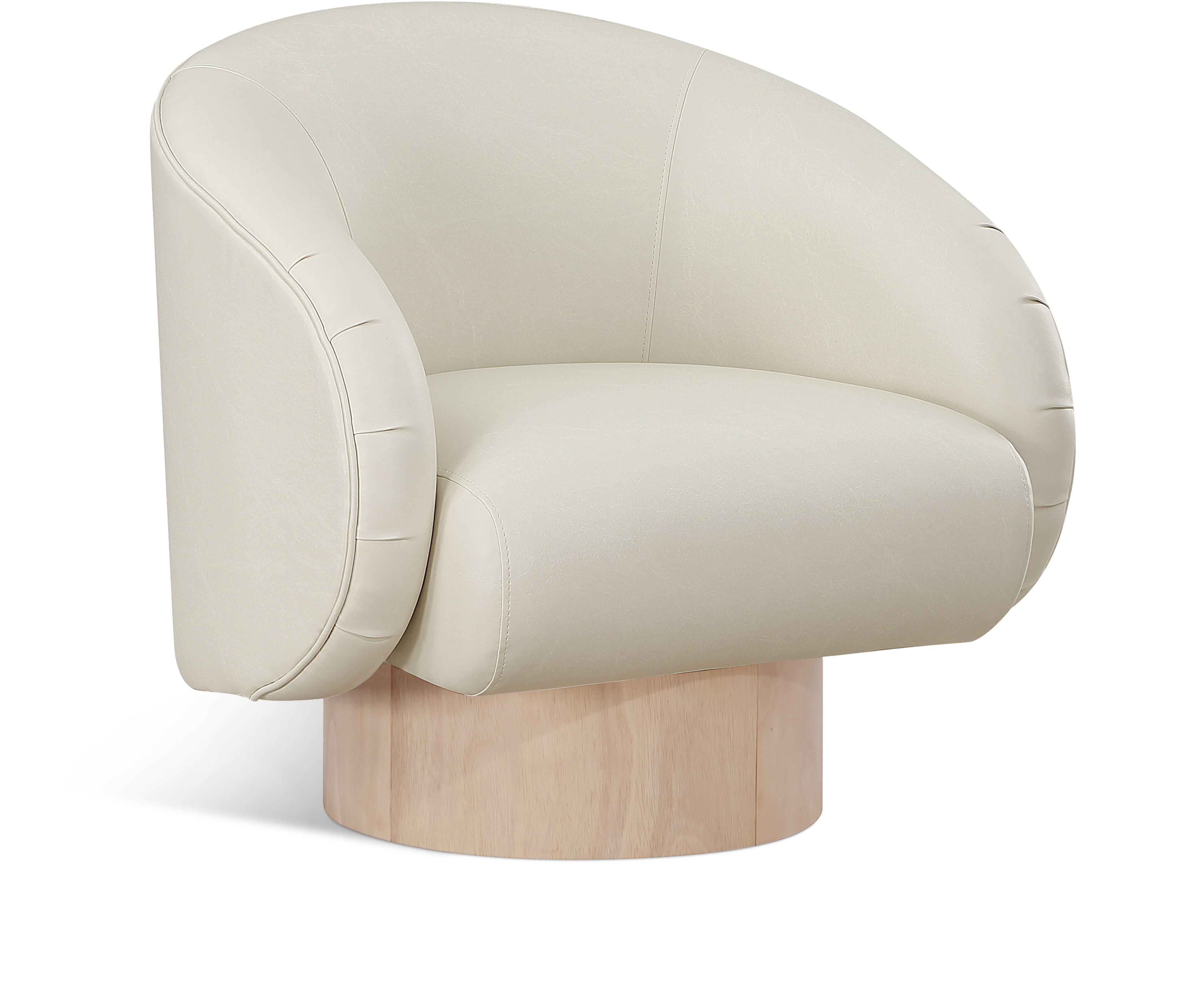 Gibson Cream Vegan Leather Swivel Accent Chair