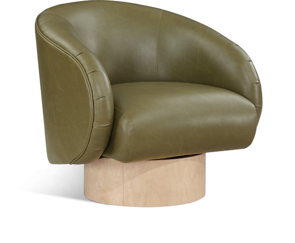 Gibson Olive Vegan Leather Swivel Accent Chair