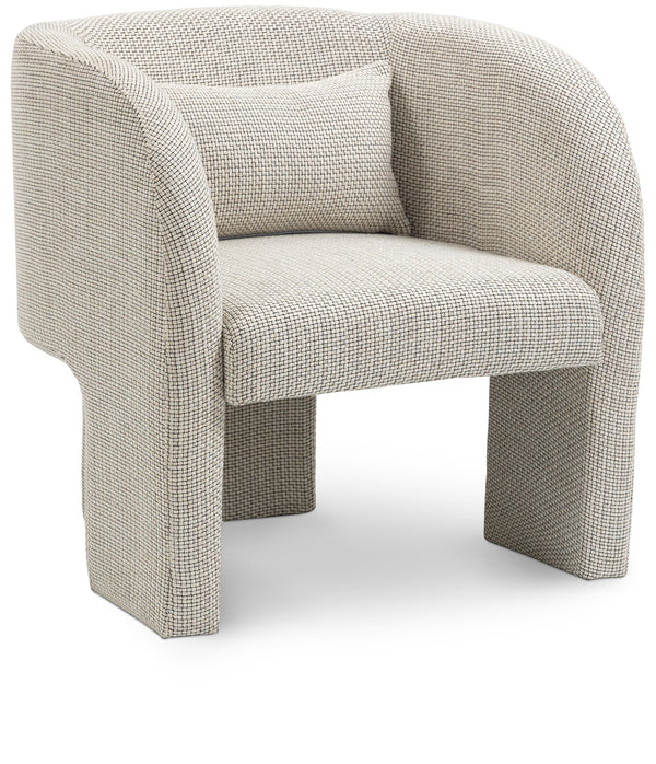 Sawyer Cream Weaved Polyester Fabric Accent Chair