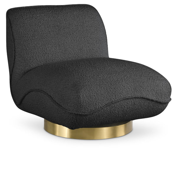 Geneva Black Boucle Fabric Swivel Accent Chair