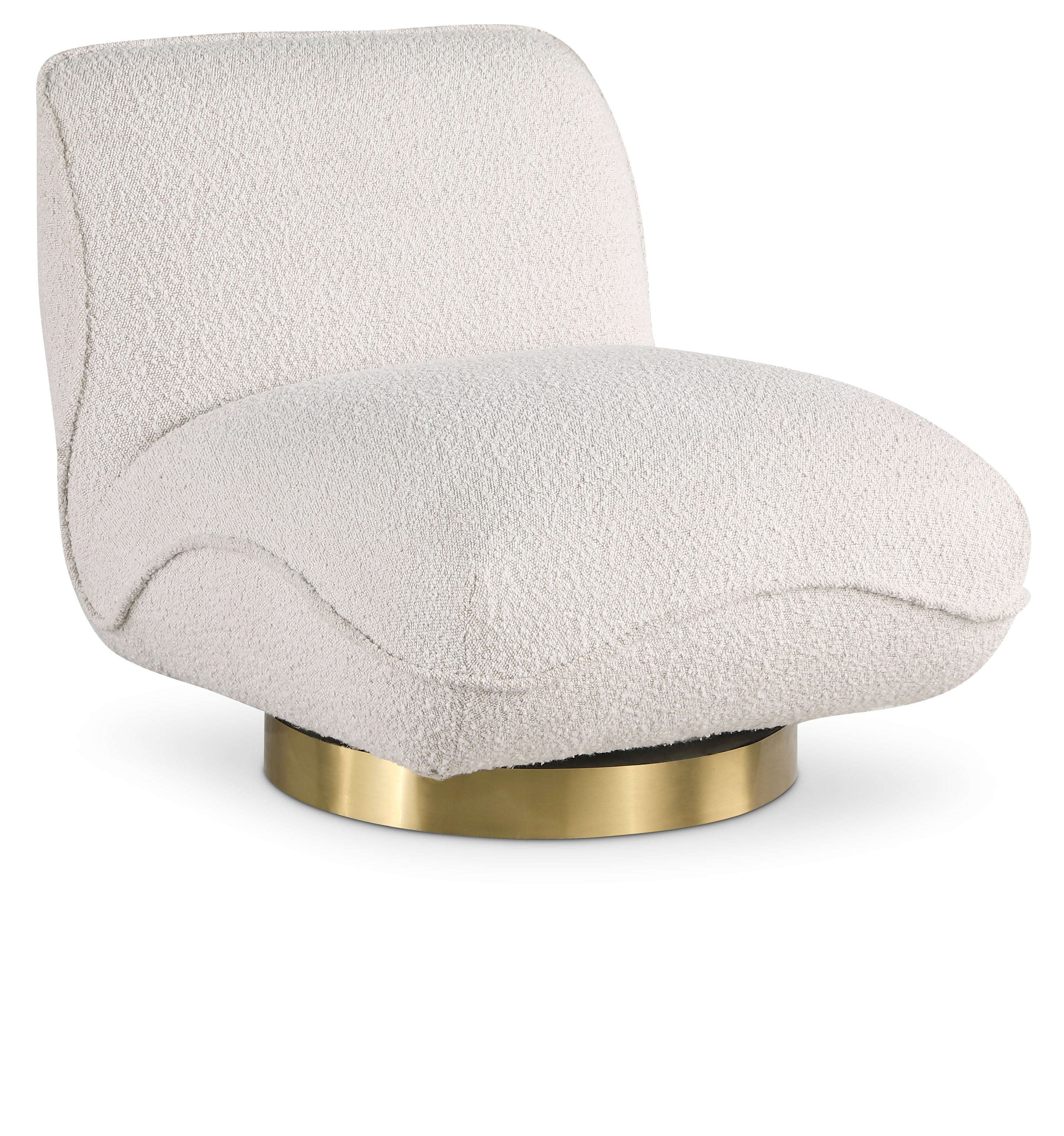 Geneva Cream Boucle Fabric Swivel Accent Chair