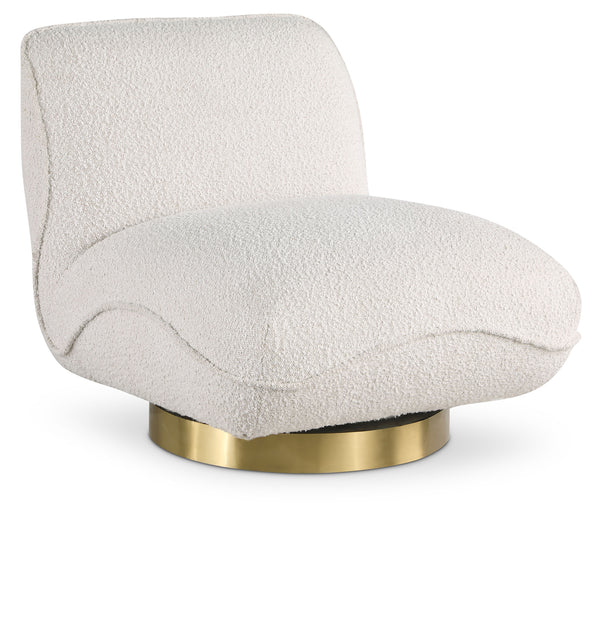 Geneva Cream Boucle Fabric Swivel Accent Chair