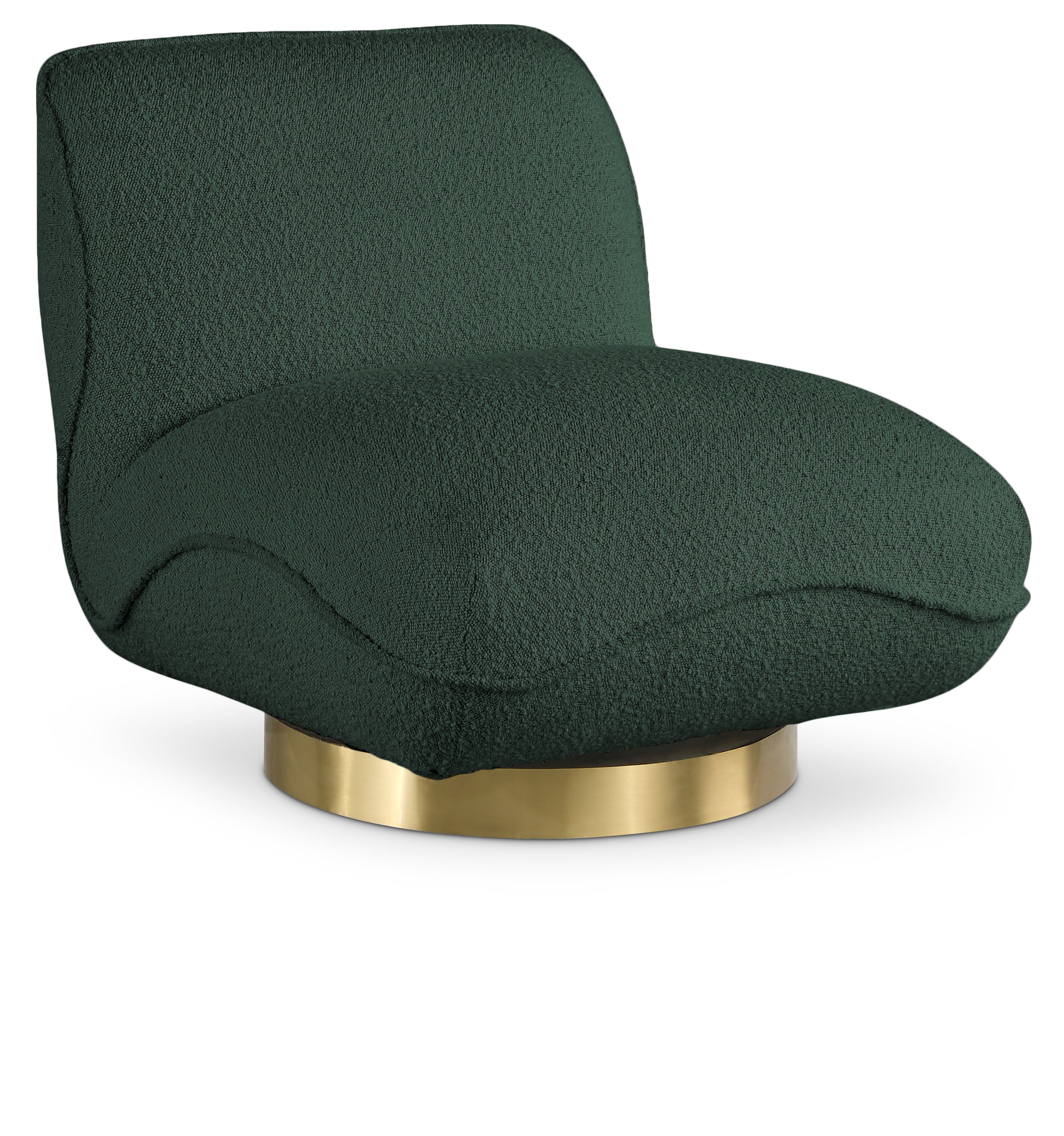 Geneva Green Boucle Fabric Swivel Accent Chair