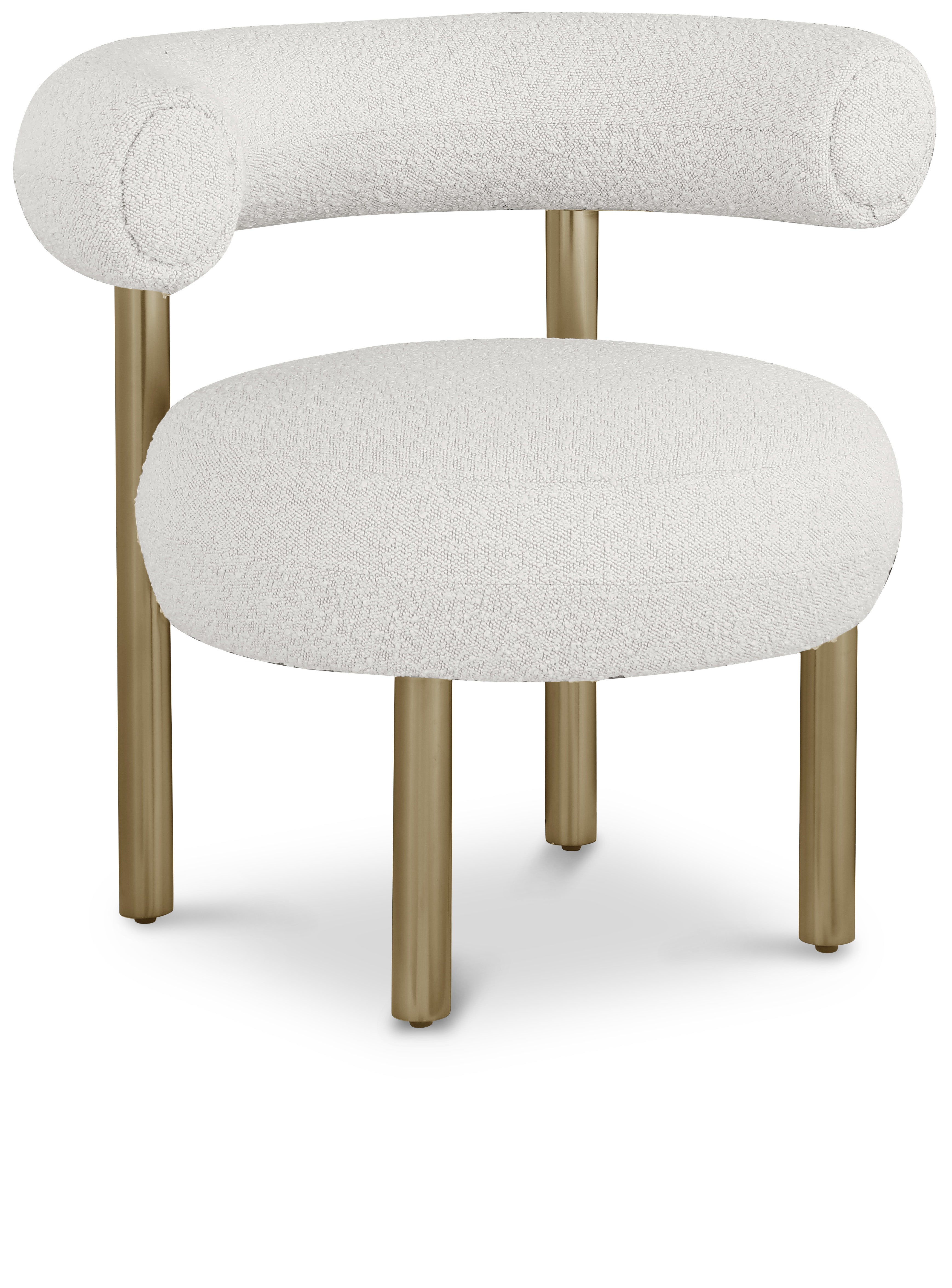 Bordeaux Cream Boucle Fabric Accent Chair