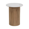 Wood/marble, 22"h Reeded, Side Table, Natural/whit