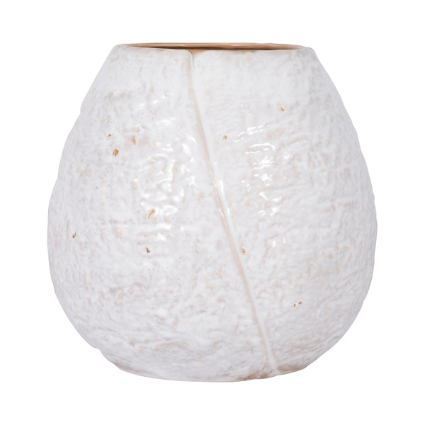 Cer, 11" Round Vase, Ivory