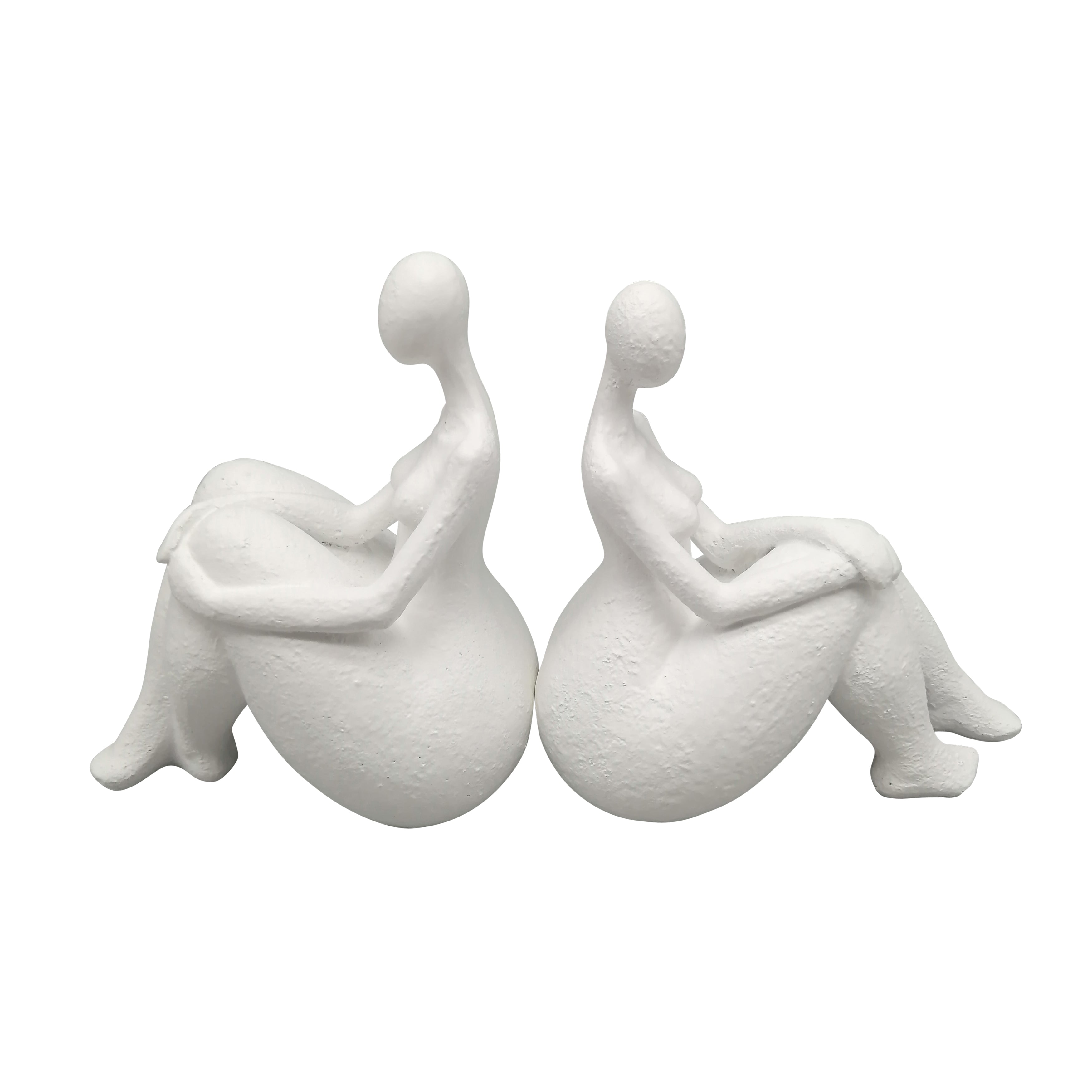 S/2 Sitting Ladies Bookends, White