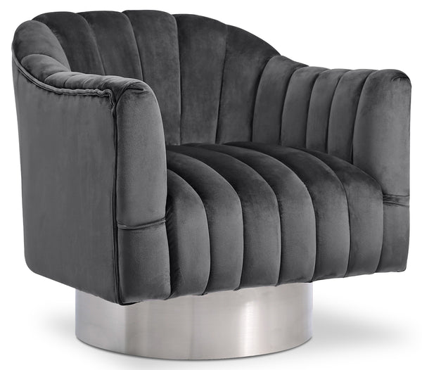 Farrah Grey Velvet Accent Chair