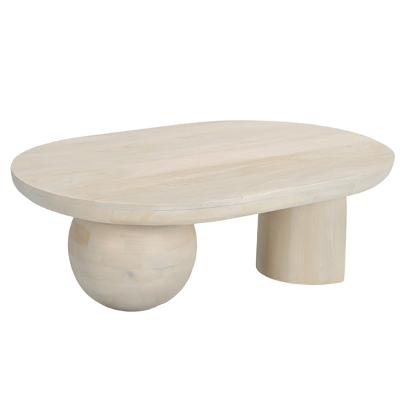 Wood, 42" Orb Coffee Table, Antique White