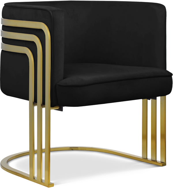 Rays Black Velvet Accent Chair