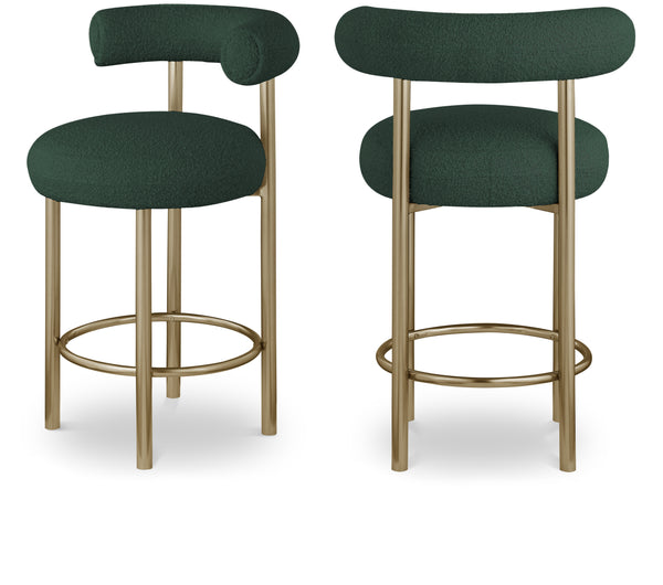 Bordeaux Green Boucle Fabric Stool