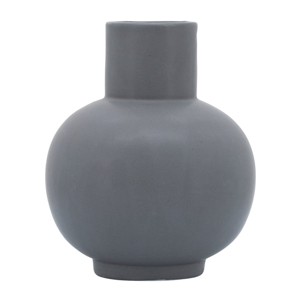 Cer, 8"h Bulbous Vase, Gray